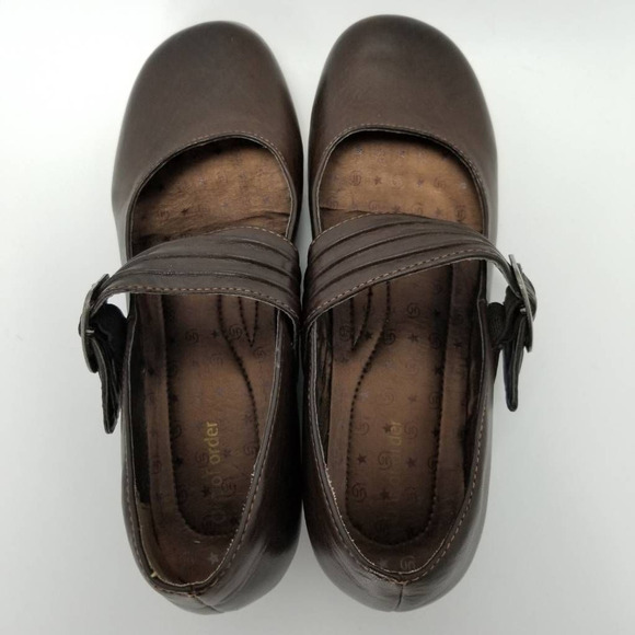 Out Of Order Leather Mary Jane Flat Shoes Brown Buckle Adjustable Strap Size 7 - Picture 11 of 12